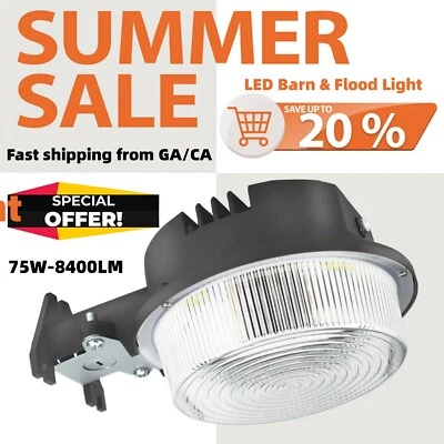 Luz LED de granero de 75 vatios iluminación de área de seguridad exterior de anochecer a amanecer, 110-277 VAC Foto 1 de 4