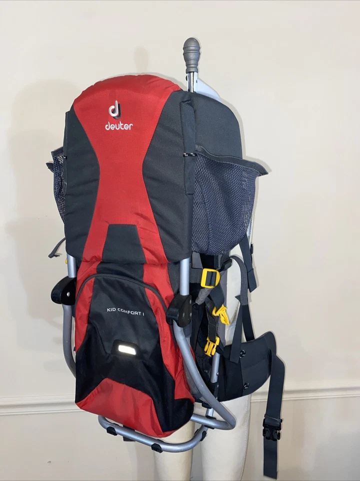 Deuter Kid Comfort 1 Child Carrier Framed Hiking Backpack Red & Gray - Image 1 of 4