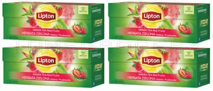 4 x Lipton Green Tea Red Fruits Strawberry & Raspberry Flavor 25 Teabags - Picture 1 of 3