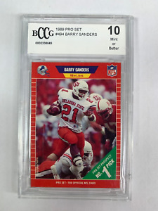 1989 Pro Set Barry Sanders #494 RC Rookie NFL Trading Card BCCG 10 Mint