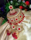 Indischer Bollywood-Stil Braut Choker vergoldeter Schmuck Halskette Set