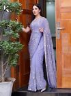 Lavender Georgette Sequence Embroidered Work Saree, Saree For USA Women, Saree.