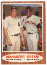 1962 TOPPS #18 MANAGERS DREAM MICKEY MANTLE & WILLIE MAYS EX-NM