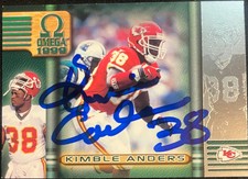 Kansas City Chiefs Kimble Anders 1999 Omega Signed Card #114 Autograph