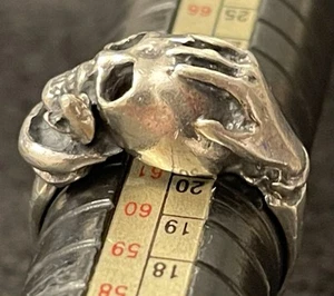 Skull Serpent Bones Ring Sterling Silver Men Ghost Rider Biker 925 7.7g Sz 11.5 - Picture 1 of 13