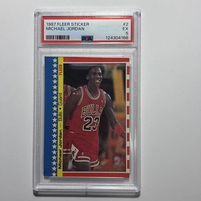 1987 - 88 Fleer - 贴纸迈克尔·乔丹 #2 PSA 5 — 第 1/2 张图片