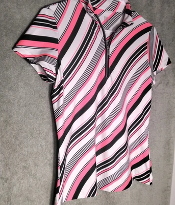 Tail Golf Womens Polo Shirt Size S Colorful Striped Short sleeve zip pullover - Image 1 of 4