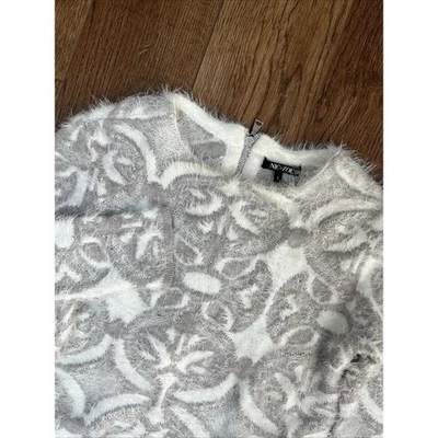 Suéter Nic + Zoe Mujer Pequeño Gris Blanco Pestañas Cremallera Trasera Foto 1 de 4