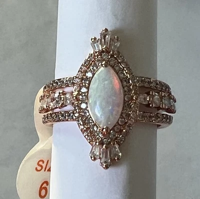Bomb Party October 2025 Ring Sz 6 Milky White Opal /Rose Gold Plating - Image 1 of 4
