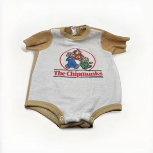 VINTAGE ALVIN & THE CHIPMUNKS ONE PIECE 12 MONTHS TERRY CLOTH BABY OUTFIT TV SET - Picture 1 of 10