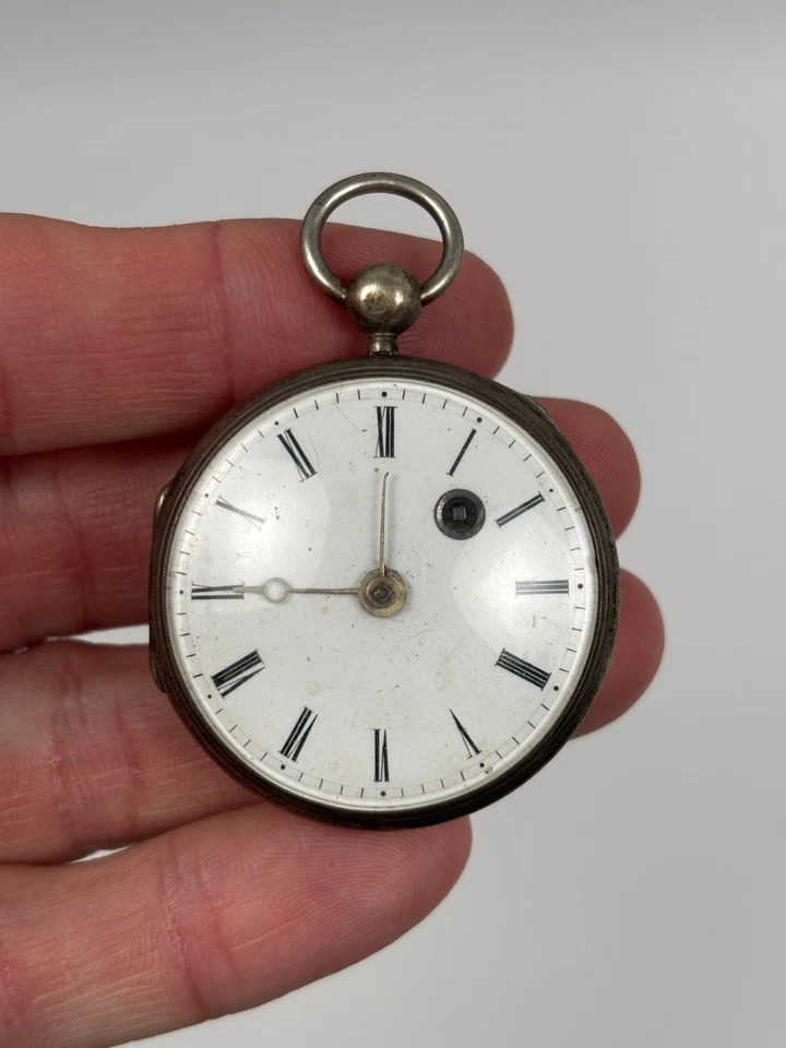 Ancienne Montre Gousset en Argent Mouvement Coq - Photo 1/4