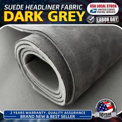 For 1993-1998 Jeep Grand Cherokee Grey Premium Suede Headliner Fabric 80"×60" Foto 1 de 4