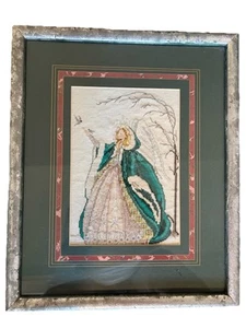 1988 Serendipity Designs Framed And Matted Cross Stitch Snow Angel - Picture 1 of 8