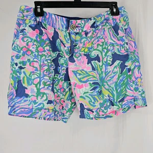 Lilly Pulitzer Bright Indigo Exotic Escapade Print The Jayne Shorts Womens 2 - Picture 1 of 6
