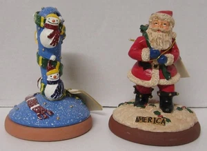 Shaker Hearth Santa Snowman Cookie Press Stamp Terra Cotta Vintage 2 pc - Picture 1 of 6