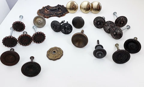 Lot of 22 vintage Romanian metal key lock hold door locks cabinet furniture deco Cover