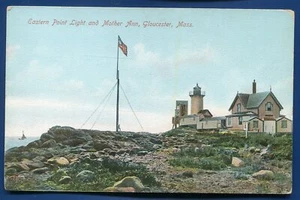 Eastern Point Mother Ann Lighthouse Gloucester Massachusetts mass postcard - Picture 1 of 2