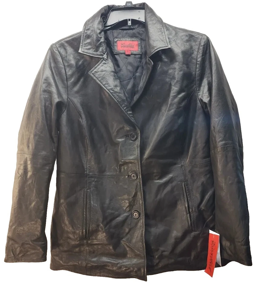 Excelled Collection Leather Jacket Womens Large  Black 100% Real Leather Short - Image 1 of 4