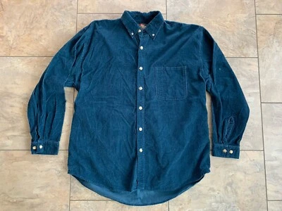 Vintage Greatland Apparel Corduroy Long Sleeve Button Shirt Men's Large Blue - Image 1 of 4