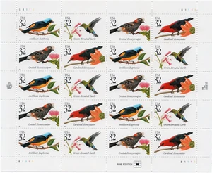 Scott #3225a (3222-3225) Tropical Birds Full Sheet Of 20 Stamps - MNH - Picture 1 of 2