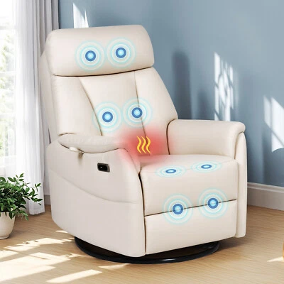 Recliner Chair Massage Chair 360 Swivel Reclining Chair Rocker Armchair Beige - image 1 of 4