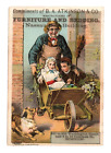 RZADKI ok. 1880 B.A. Atkinson Furniture Trade Card Nassau Hall Boston Taczka Pies
