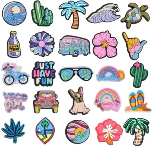 Hawaii Summer Oahu Beach Ocean Adventure Croc Shoe Charms Set of 25 - Picture 1 of 1