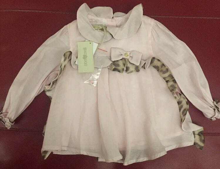 ROBERTO CAVALLI Camisas Niños Niñas Con Lazo Lt Rosa 12M - AUTÉNTICAS / NUEVAS CON ETIQUETAS Foto 1 de 1