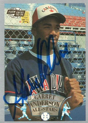 GARRET ANDERSON Signed 1993 Fleer Excel Baseball Card #7 of 10 ANGELS/ Vancouver Cover