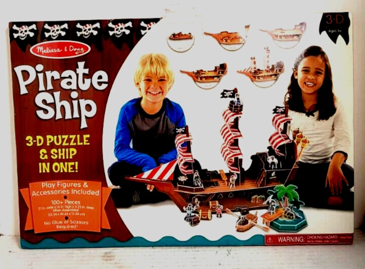Melissa & Doug Pirate Ship 3d Puzzle 100pc