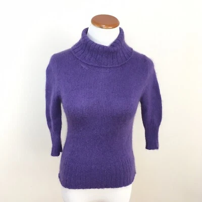 D&G DOLCE & GABBANA Angora Wool Blend Turtleneck Knit Sweater Purple Size Small - Image 1 of 4