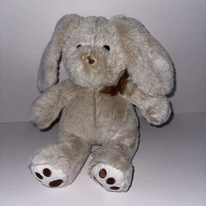 Walmart Plush Bunny Cream Brown Long Lop Eared Rabbit Stuffed Animal Bow Lovey - Picture 1 of 3
