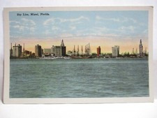 1920s KROPP CO POSTCARD " SKYLINE, MIAMI FLORIDA "  W/ BIO UNUSED