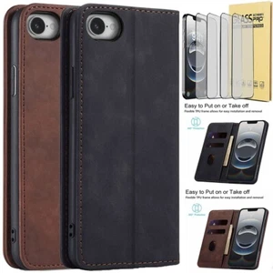 Custodia a portafoglio in pelle per iPhone 16 Pro Max/16+/16e flip cover/protezione schermo - Foto 1 di 42