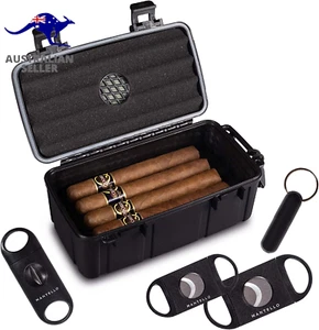 Case - for 10 Cigars- Includes 2 Ring Cigar Cutters, 1 V-Cut Cutter and 1 Cigar - Picture 1 of 12