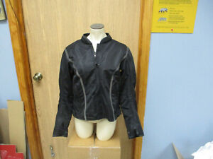 WOMENS LARGE MESH MOTORCYCLE RIDING JACKET BLACK-REMOVABLE ARMOR PADS