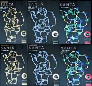 44cm Santa 50 LED Window Hanging Silhouette Battery Lights Xmas Dual Function - Picture 1 of 4
