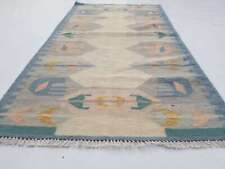 Vintage Handmade Traditional Geometric Beige Kilim Floor Rug Carpet 154x84cm