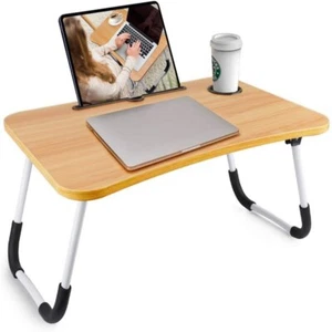 Foldable Bed Tray Lap Desk with Phone Slots Notebook Table Dorm Small Desk - Picture 1 of 6