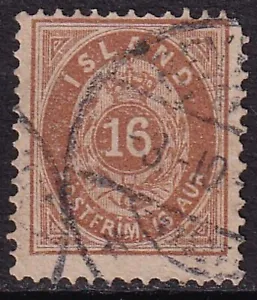 ICELAND 1896-1900 Numeral 16a Brown Perf 12½ SG 31 Used (CV £100) - Picture 1 of 1