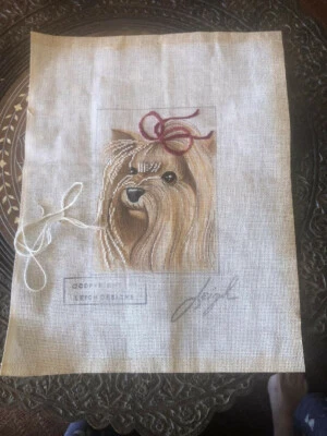 Yorkie Dog Leigh Design Lienzo Pintado a Mano Punta de Aguja Yorkshire Terrier Sin Hilo Foto 1 de 4