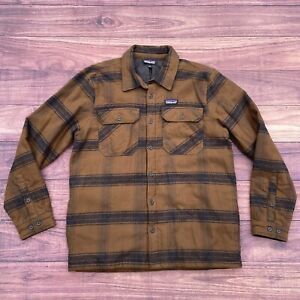 Patagonia Insulated Fjord Flannel Shirt Jacket Size L Button Up Long Sleeve Mens