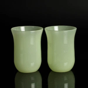 Murano Opalglas Vasen Paar Cenedese Lime Vintage Italien 2 Stück Vintage - Bild 1 von 4