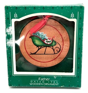 Hallmark Keepsake FATHER Dad 1985 Wooden Ornament - Picture 1 of 2
