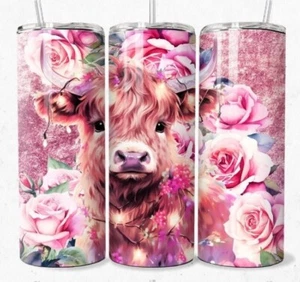 Baby Highland Cow  Tumbler 20oz Cup Mug 20oz Lid Straw Skinny Drinkware - Picture 1 of 1
