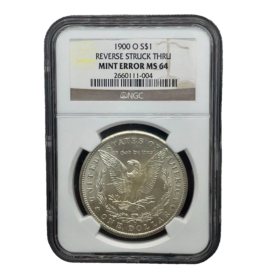1900-O Morgan Silver Dollar REVERSE STRUCK THRU Mint Error NGC MS64 - Image 1 of 4