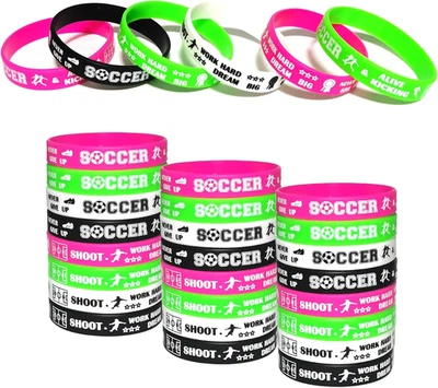 Pulseras pulseras de silicona motivacionales de fútbol 24 piezas a granel para baby shower/ev Foto 1 de 4