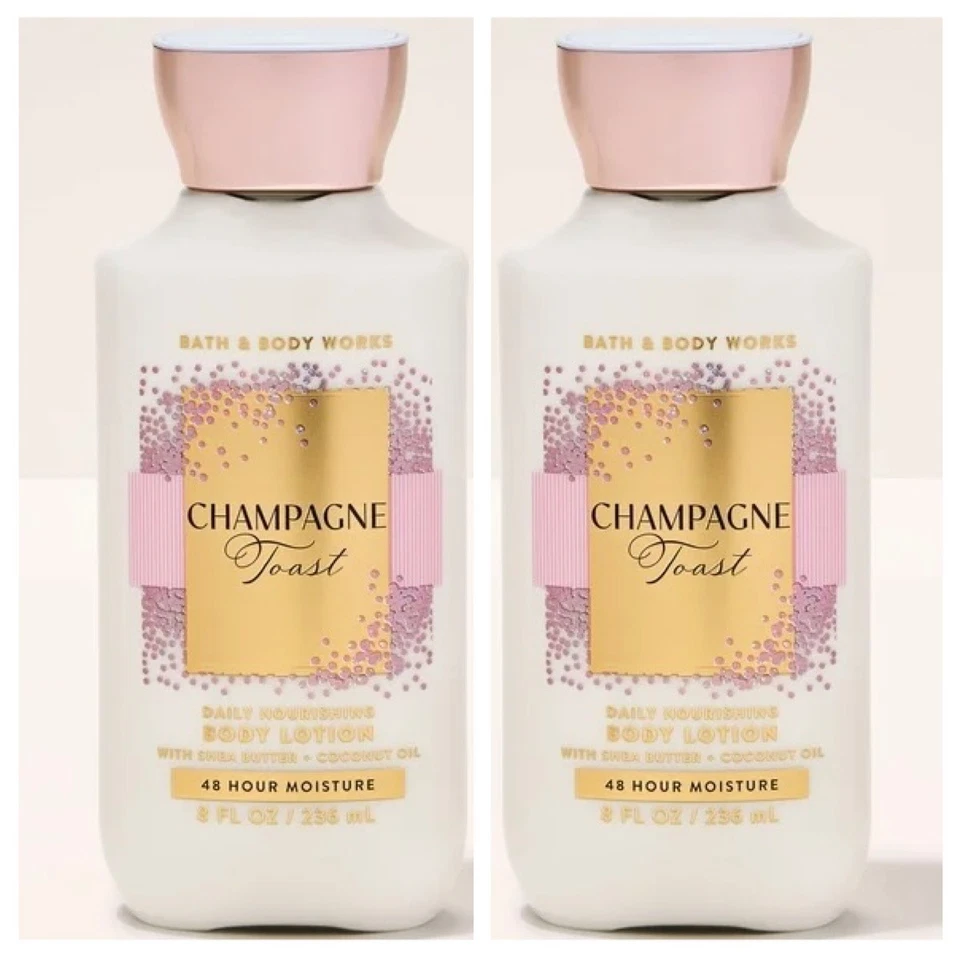 Paquete de 2 lociones corporales nutritivas diarias Bath & Body Works Champagne Toast 8 oz NUEVO Foto 1 de 2
