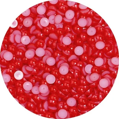 800  Red Half Pearl Round Flatback Beads 6mm Imitation Pearls Scrapbook - Image 1 of 4