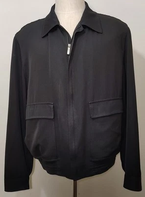 Chaqueta Bomber BRIONI Lujo Negra Pura Seda Cremallera Frontal M Mediana Italia Foto 1 de 4